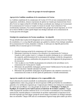 Cadre des groupes de travail régionaux